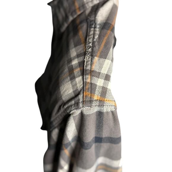 JACHS Men’s Button Front Plaid Flannel Gray Tan Shirt Size Large 100% Cotton - Picture 6 of 13
